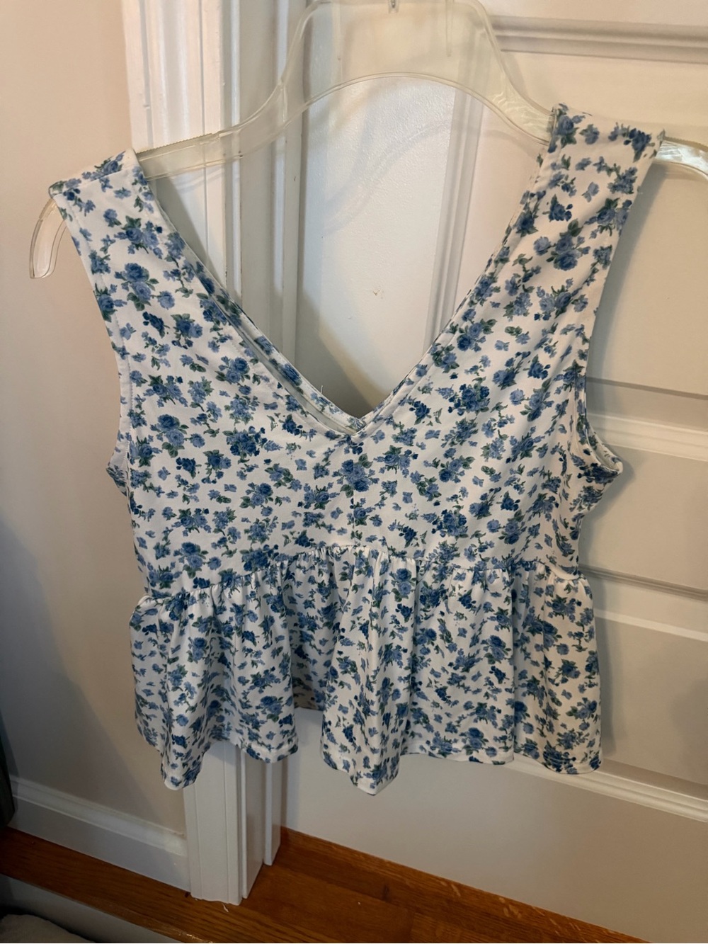 Pink Lily Women’s Floral Peplum Top - Blue